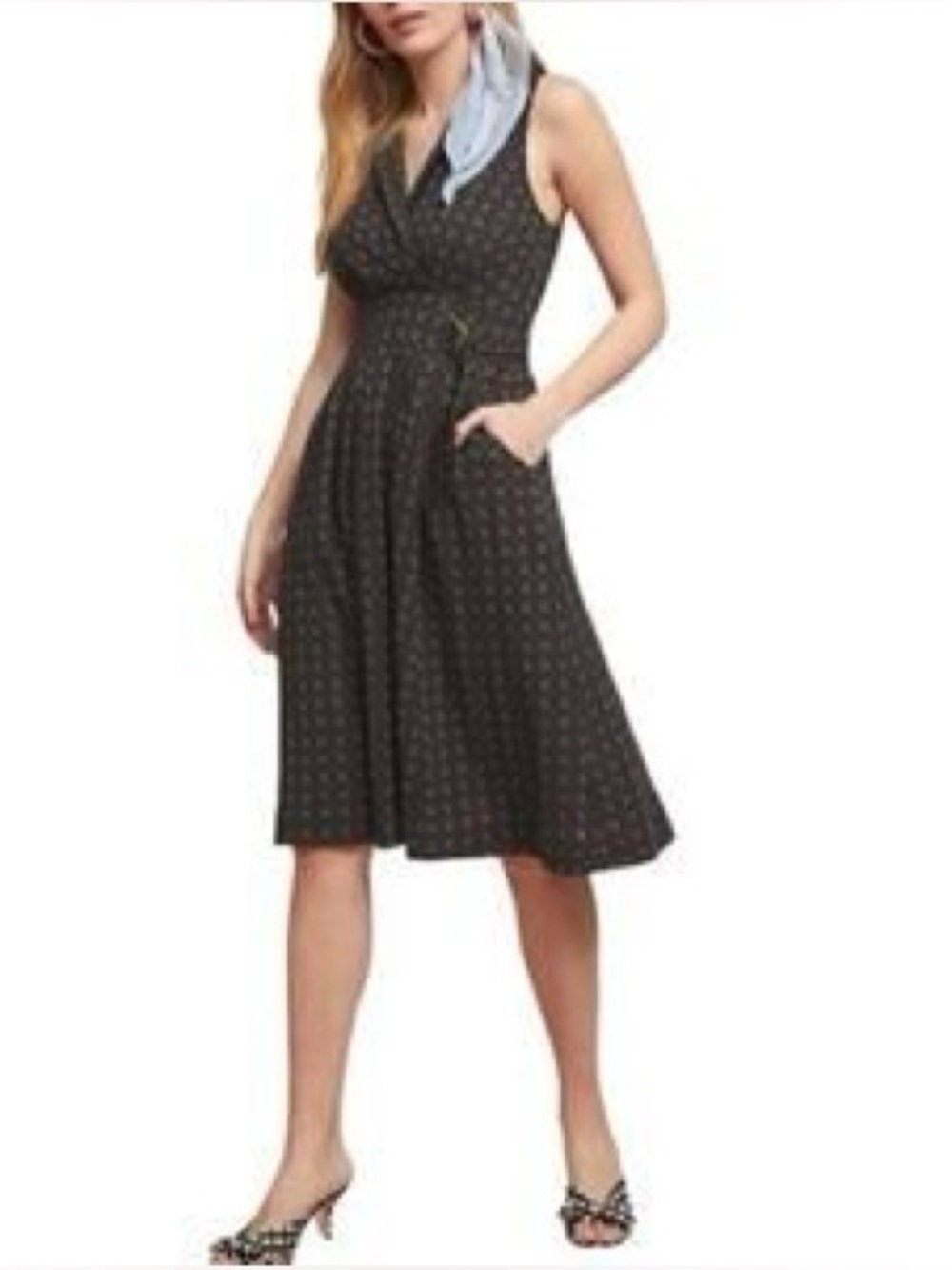 Anthropologie Dark Grey Midi Fit & Flare Dress Size 4